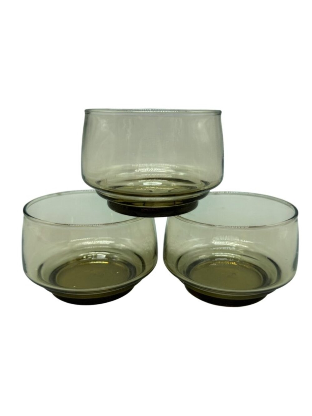 Set Of 3 Vintage Glass Bowls RARE VTG Libby Tawny Cups- Stackable, Very Simple